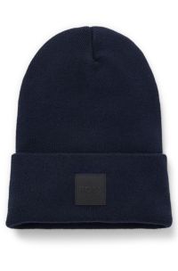 Mütze aus Baumwolle mit Logo-Label, Dunkelblau