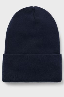 Beanie hat in cotton with logo label, Dark Blue