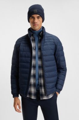 Beanie van katoen met logolabel, Donkerblauw