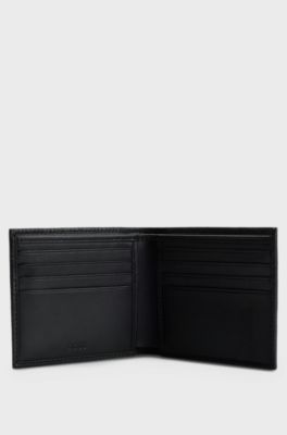 Monogram-embossed leather wallet and card holder gift set, Black
