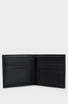 Monogram-embossed leather wallet and card holder gift set, Black