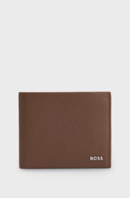 Grained-leather wallet, Brown