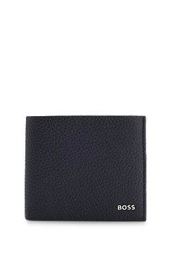 Grained-leather wallet with logo lettering