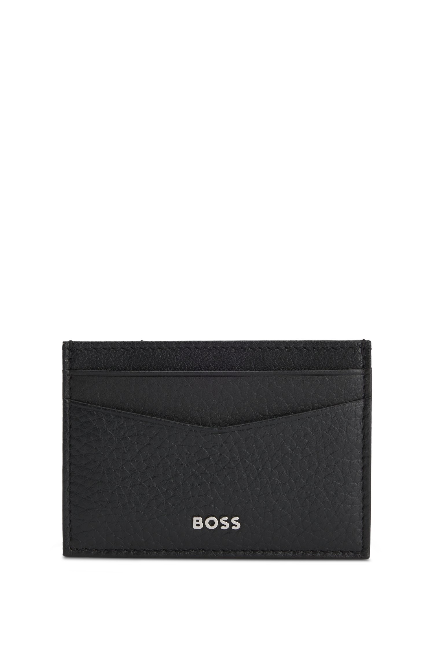 Porte-cartes en cuir grainé avec pince à billets et logo