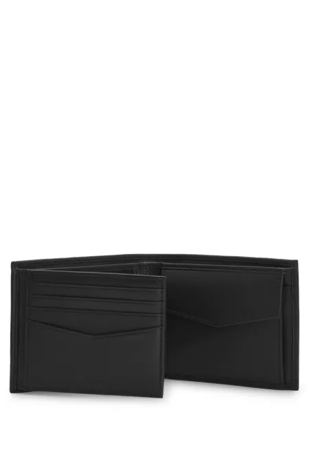 Grained-leather trifold wallet with logo lettering