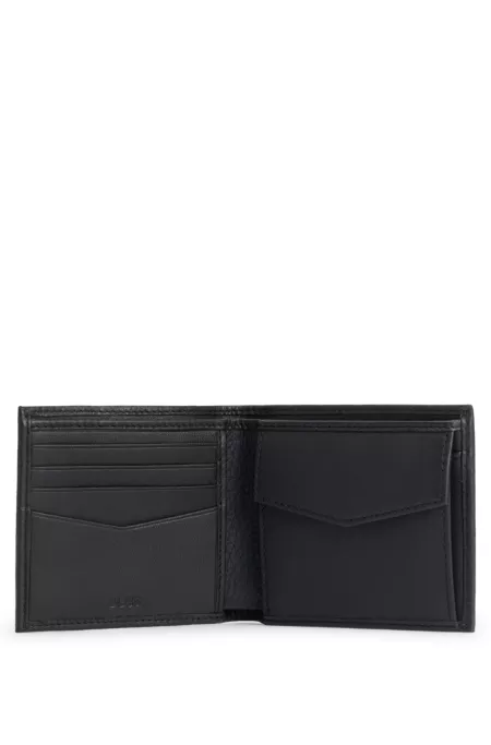 Grained-leather wallet with logo lettering