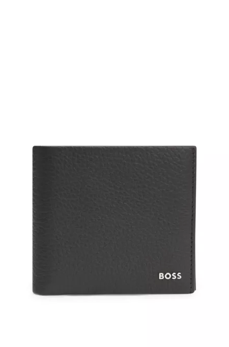 Grained-leather wallet with logo lettering