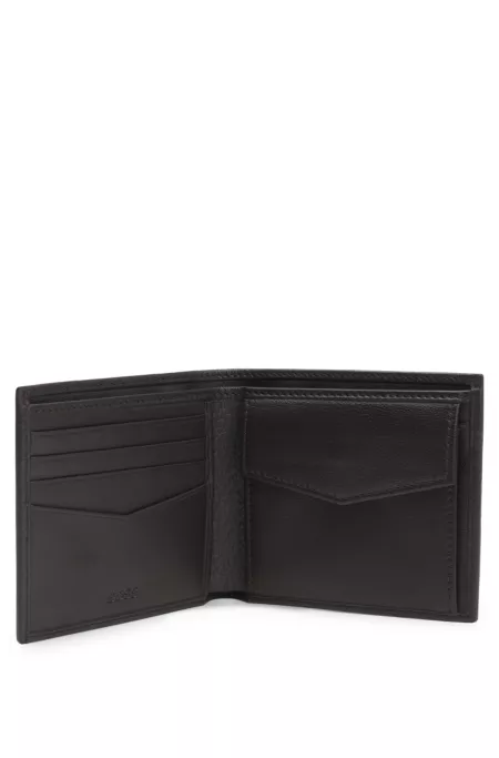 Grained-leather wallet with logo lettering