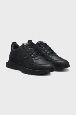 Waterproof GORE-TEX trainers in polished leather, Black