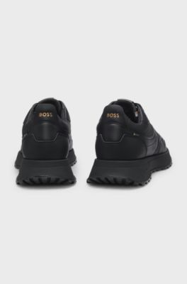 Waterproof GORE-TEX trainers in polished leather, Black