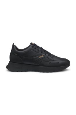 Waterproof GORE-TEX trainers in polished leather, Black