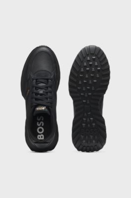 Waterproof GORE-TEX trainers in polished leather, Black