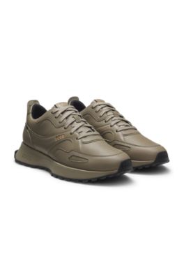 Waterproof GORE-TEX trainers in polished leather, Dark Brown