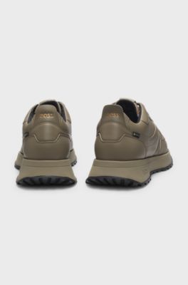 Waterproof GORE-TEX trainers in polished leather, Dark Brown