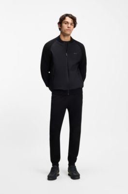 Mixed-material lace-up trainers with suede trims, Black