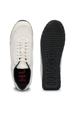 Mixed-material trainers with corduroy-effect trims, Light Grey