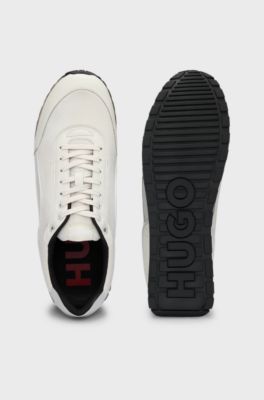 Mixed-material trainers with corduroy-effect trims, Light Grey