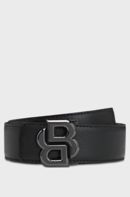 Reversible Italian-leather belt with Double-B-monogram buckle, Black