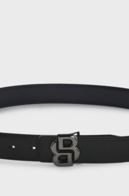Reversible Italian-leather belt with Double B monogram buckle, Black