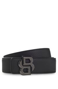 Reversible Italian leather belt with Double B buckle, Black