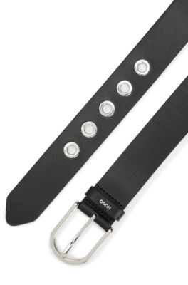 HUGO Leather belt with metal eyelets