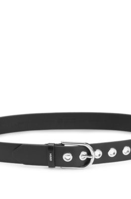 HUGO Leather belt with metal eyelets