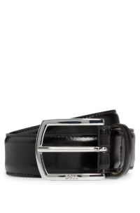 Italian-leather belt with angled buckle, Dark Brown