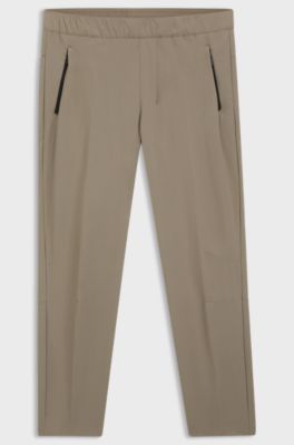 Pantaloni in tessuto elasticizzato idrorepellente con gamba affusolata, Beige