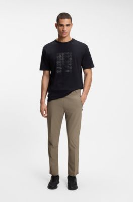 Tapered-leg trousers in water-repellent stretch fabric, Beige