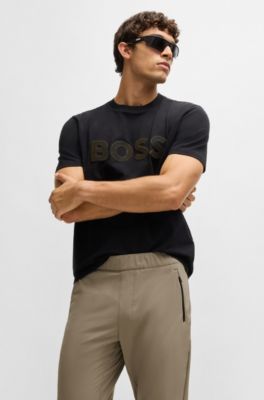 Tapered-leg trousers in water-repellent stretch fabric, Beige