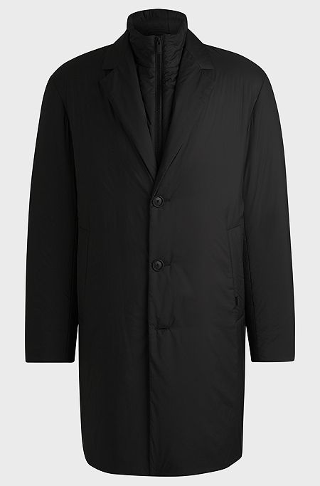 Lightweight water-repellent padded coat with zip-up inner, Black