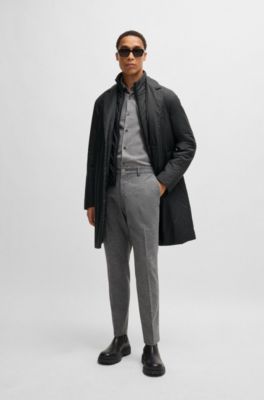 Lightweight water-repellent padded coat with zip-up inner, Black