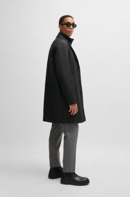 Lightweight water-repellent padded coat with zip-up inner, Black