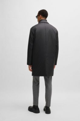 Lightweight water-repellent padded coat with zip-up inner, Black