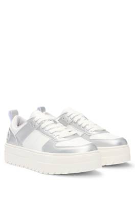 HUGO PLATFORM-SOLE TRAINERS WITH METALLIC PANELS 