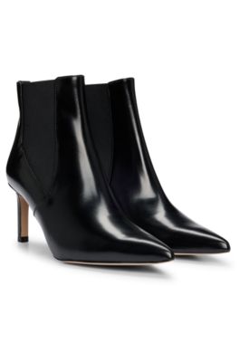 BOSS Pointedtoe boots in leather with stretch panels