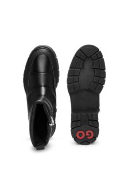 Faux-leather boots with quilted effect, Black