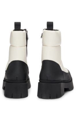Faux-leather boots with quilted effect, White