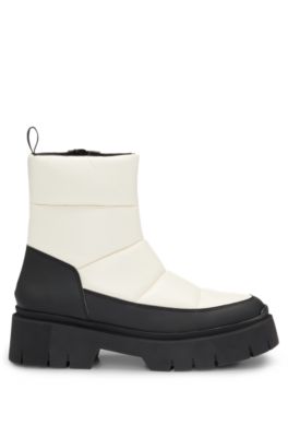 Faux-leather boots with quilted effect, White