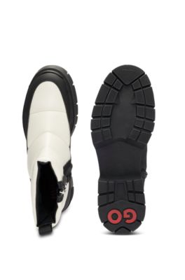 Faux-leather boots with quilted effect, White