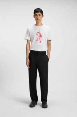 Lace-up trainers in tumbled leather, Black