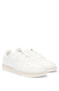 Faux-leather trainers with contrasting details, White