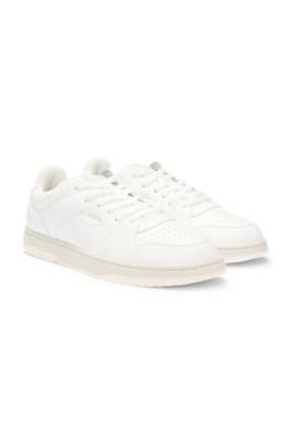Faux-leather trainers with contrasting details