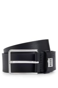 Riem van Italiaans leer met logolus, Zwart