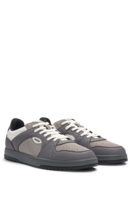 HUGO - Mixed-material trainers with nubuck-effect trims - Grey