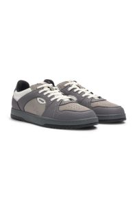 Sneakers van verschillende materialen met nubuckachtige details, Grijs