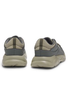Mixed-material trainers with decorative reflective details, Dark Grey