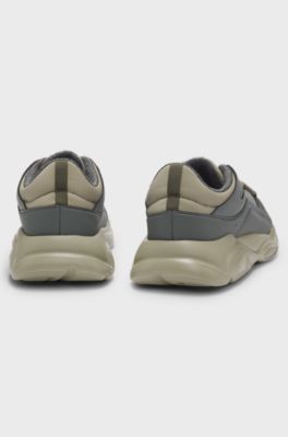 Mixed-material trainers with decorative reflective details, Dark Grey