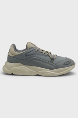 Mixed-material trainers with decorative reflective details, Dark Grey