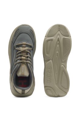 Mixed-material trainers with decorative reflective details, Dark Grey